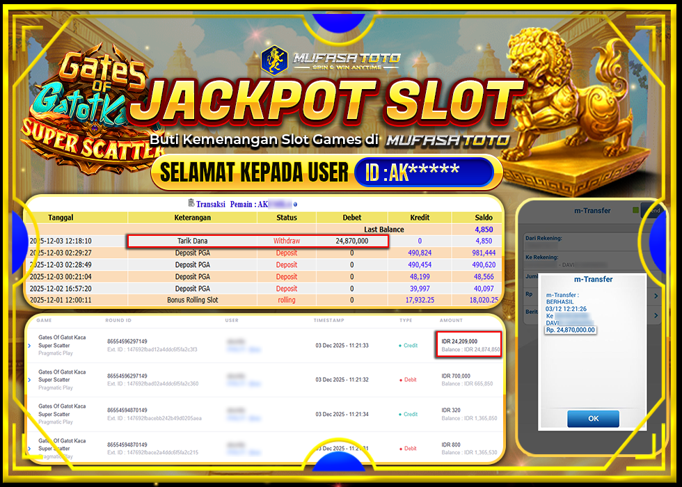 MUFASATOTO JACKPOT PRAGMATIC PLAY Rp.24.870.000|LUNAS